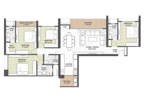 4 BHK Floor Plan